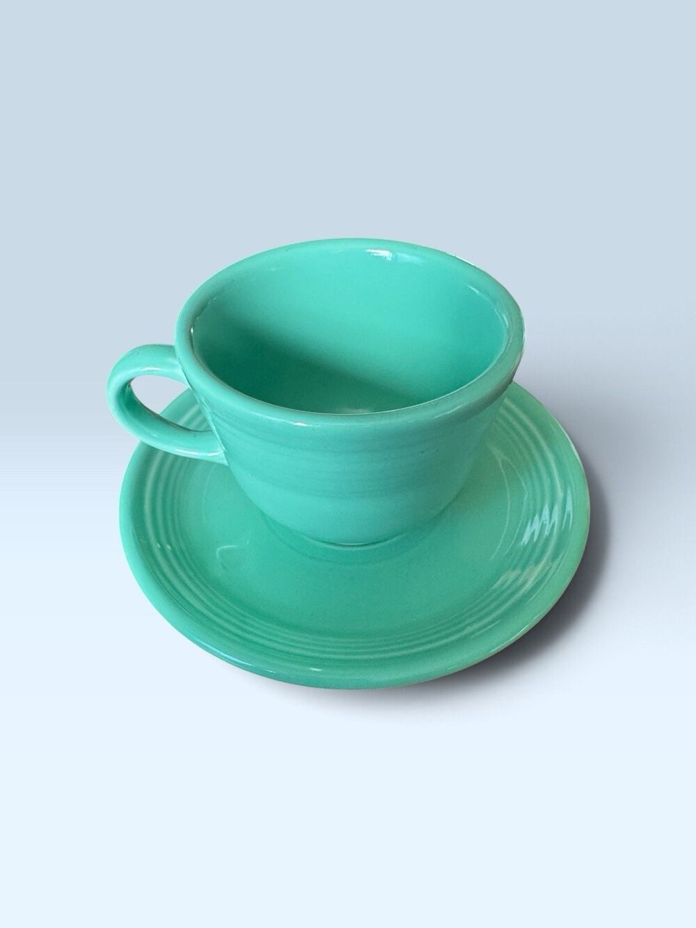 Fiestaware blue Green Teacup and Saucer Set Fiesta turquoise